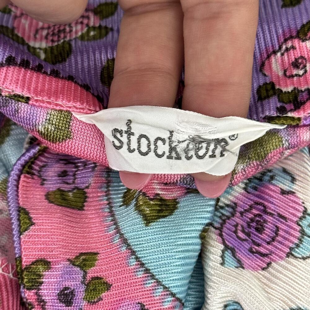 Vintage Stockton Shirt Womens Retro Floral Disco Button Up Blouse 70s 80s S/M - Picture 3 of 13